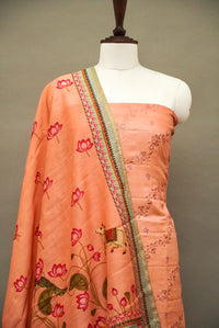 Handwoven Light Pink Banarsi Pure Moonga Silk Suit Set