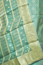 Handwoven Aqua Blue Banarsi Pure Tussar Silk Suit Set