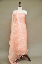Handwoven Light Pink Banarsi Pure Organza Silk Suit Set
