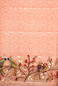 Handwoven Light Pink Banarsi Pure Organza Silk Suit Set