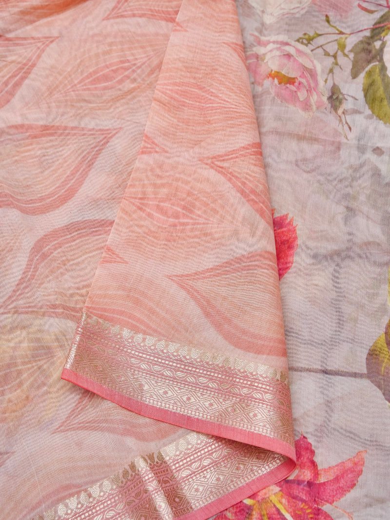 Handwoven Pure Organza Rose Pink Suit Set