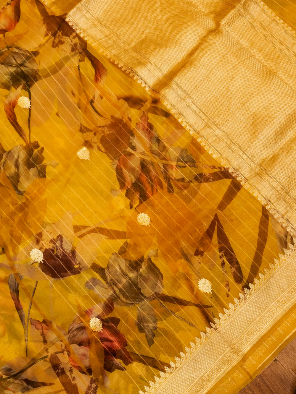 Mustard Yellow Breezy Organza Saree