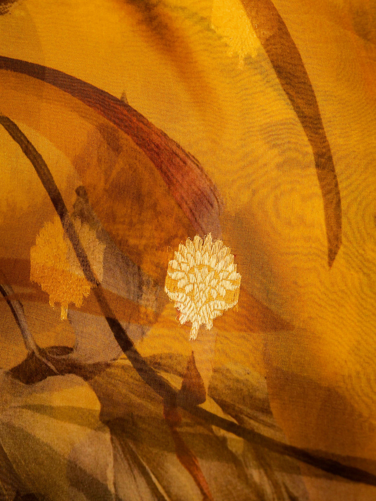 Mustard Yellow Breezy Organza Saree