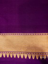 Handwoven Dark Purple Katan Silk Meenakari Jaal Saree