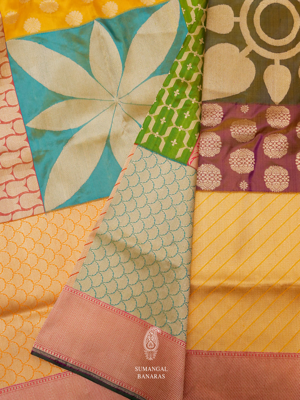 Handwoven Multicolor Katan Silk Rangkat Saree