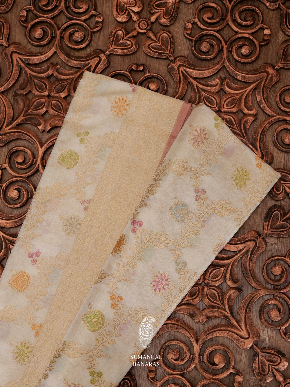 Handwoven Off-White Tissue Silk Saree