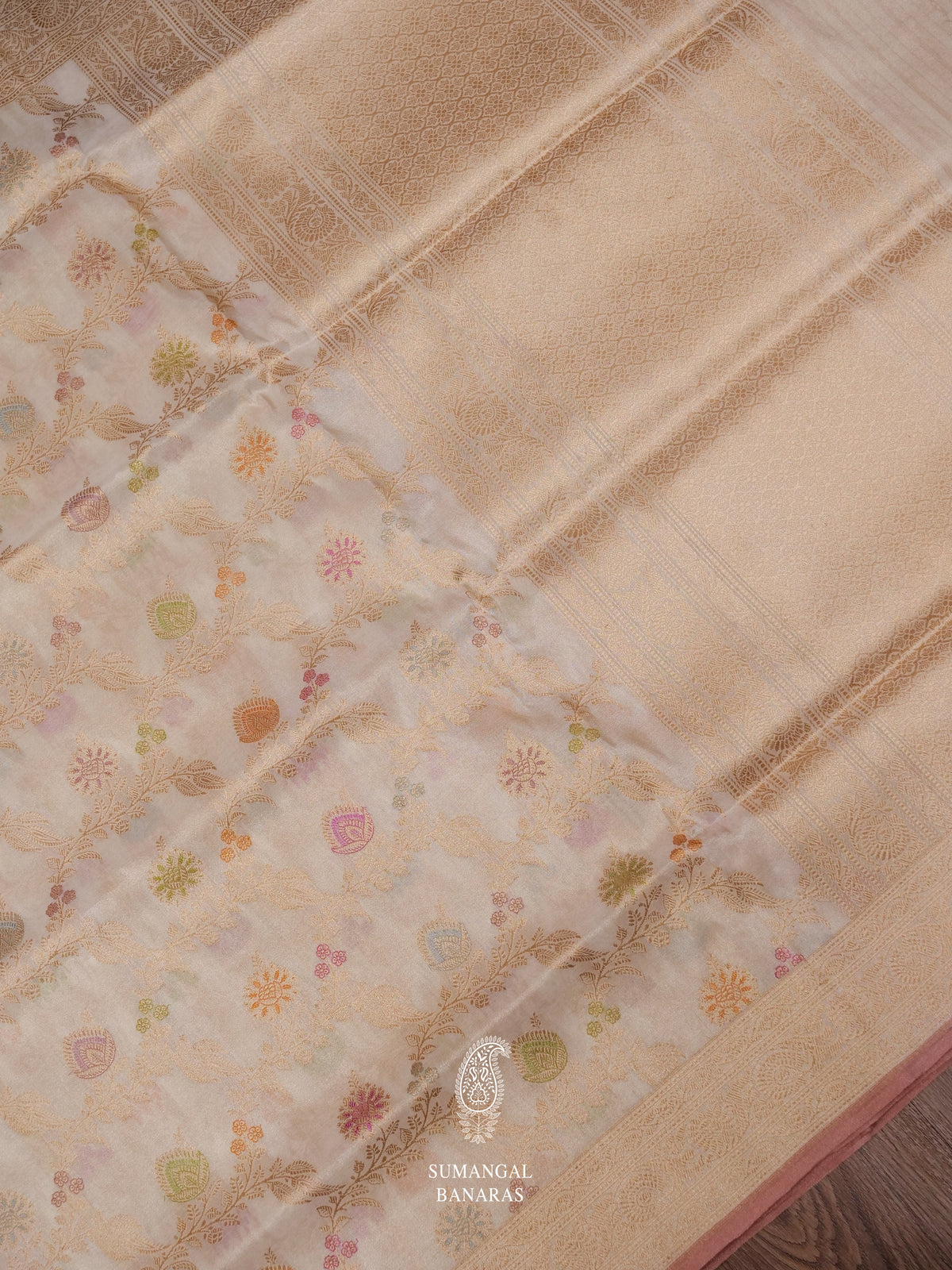 Handwoven Off-White Tissue Silk Saree