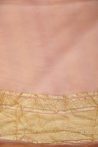 Handwoven Banarsi Peachy Pink Georgette Silk Saree