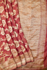 Handwoven Banarsi Pearl Peach Georgette Silk Saree
