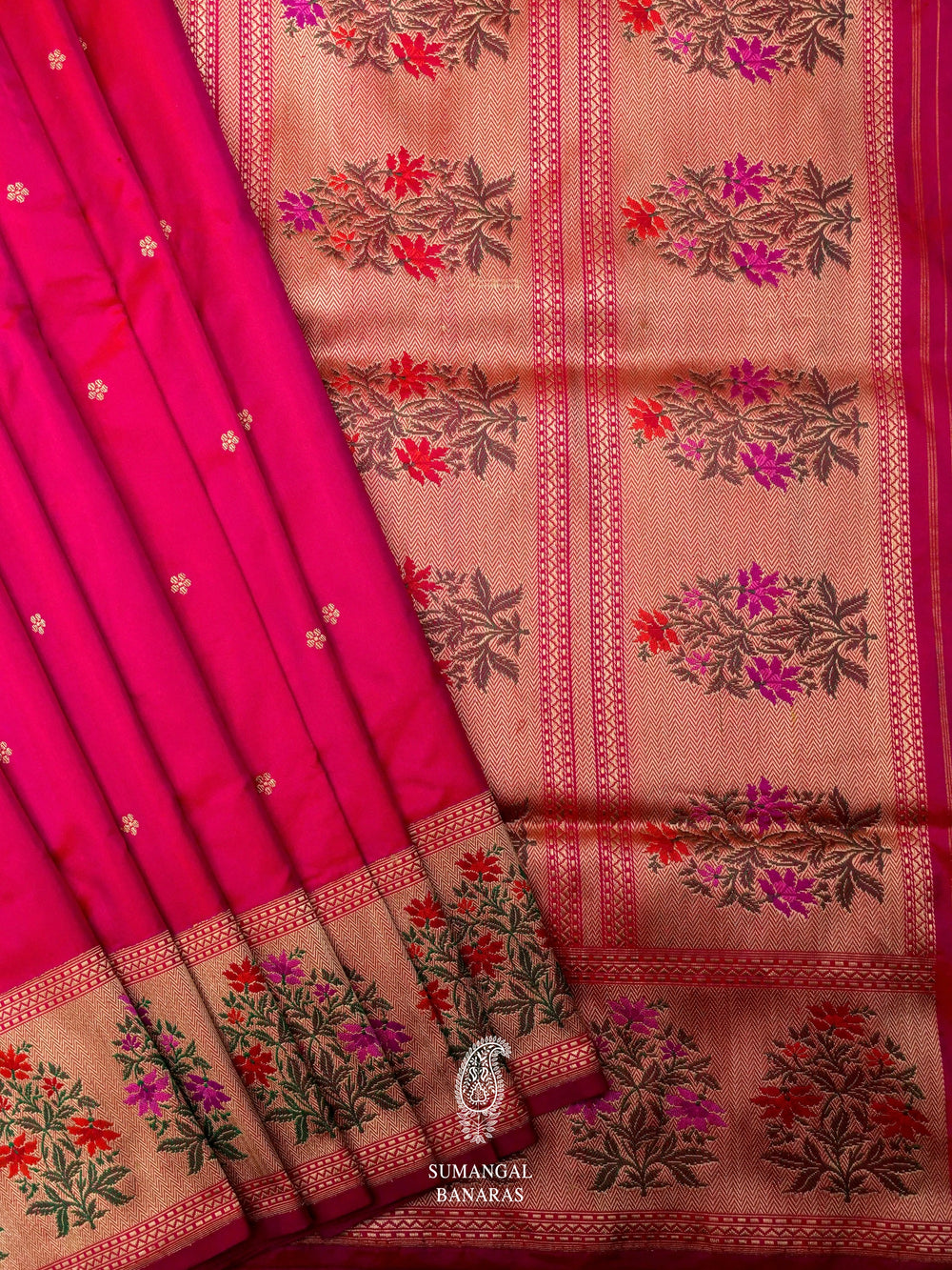 Handwoven Hot Pink Katan Silk Saree