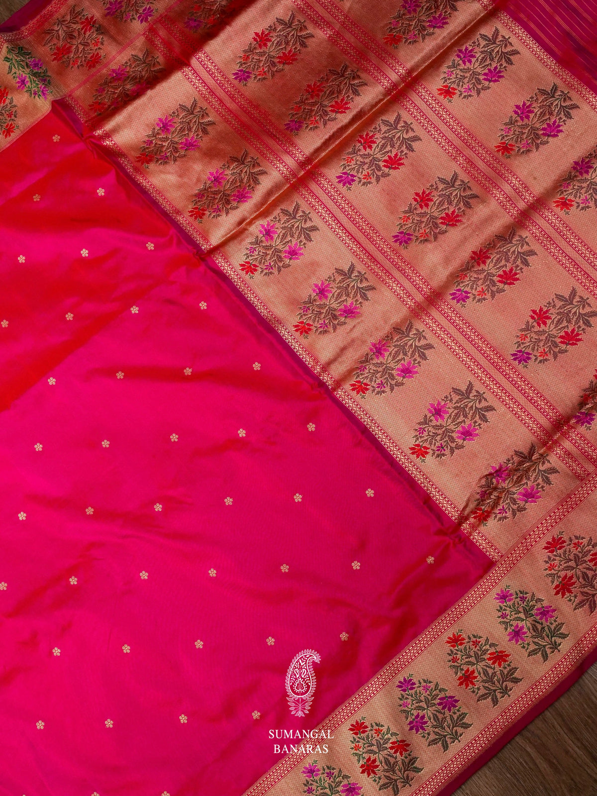 Handwoven Hot Pink Katan Silk Saree
