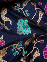 Handwoven Navy Blue Katan Silk Saree