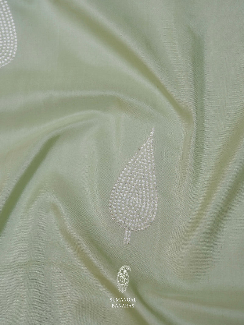 Handwoven Pista Green Katan Silk Saree