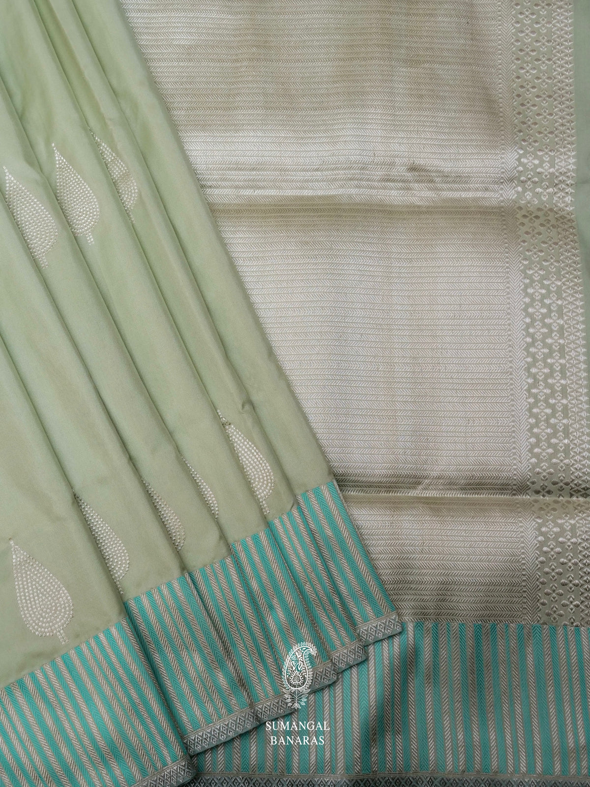 Handwoven Pista Green Katan Silk Saree