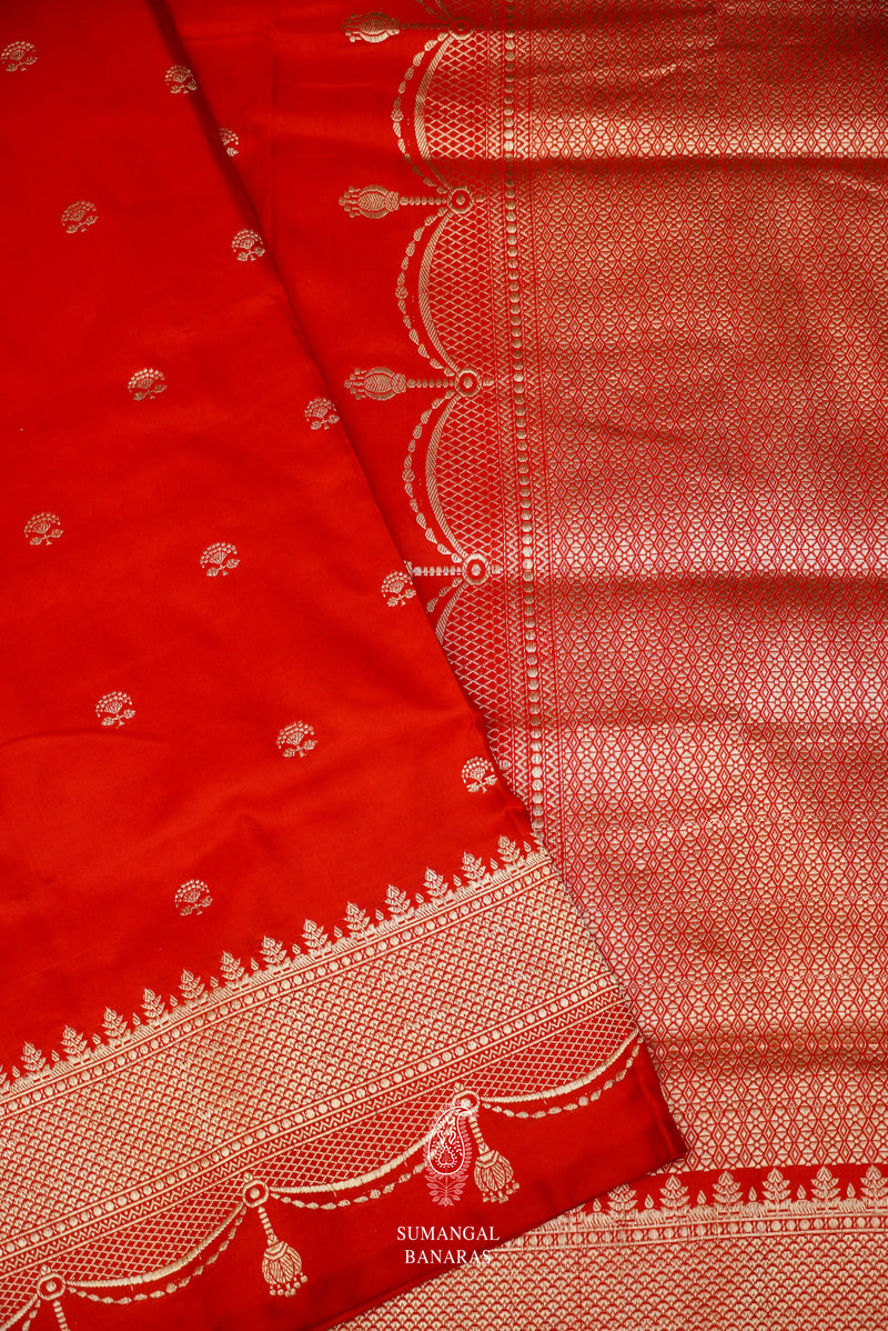 Handwoven Classic Red Katan Silk Saree