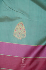 Handwoven Meenakari Mint Blue Katan Silk Saree