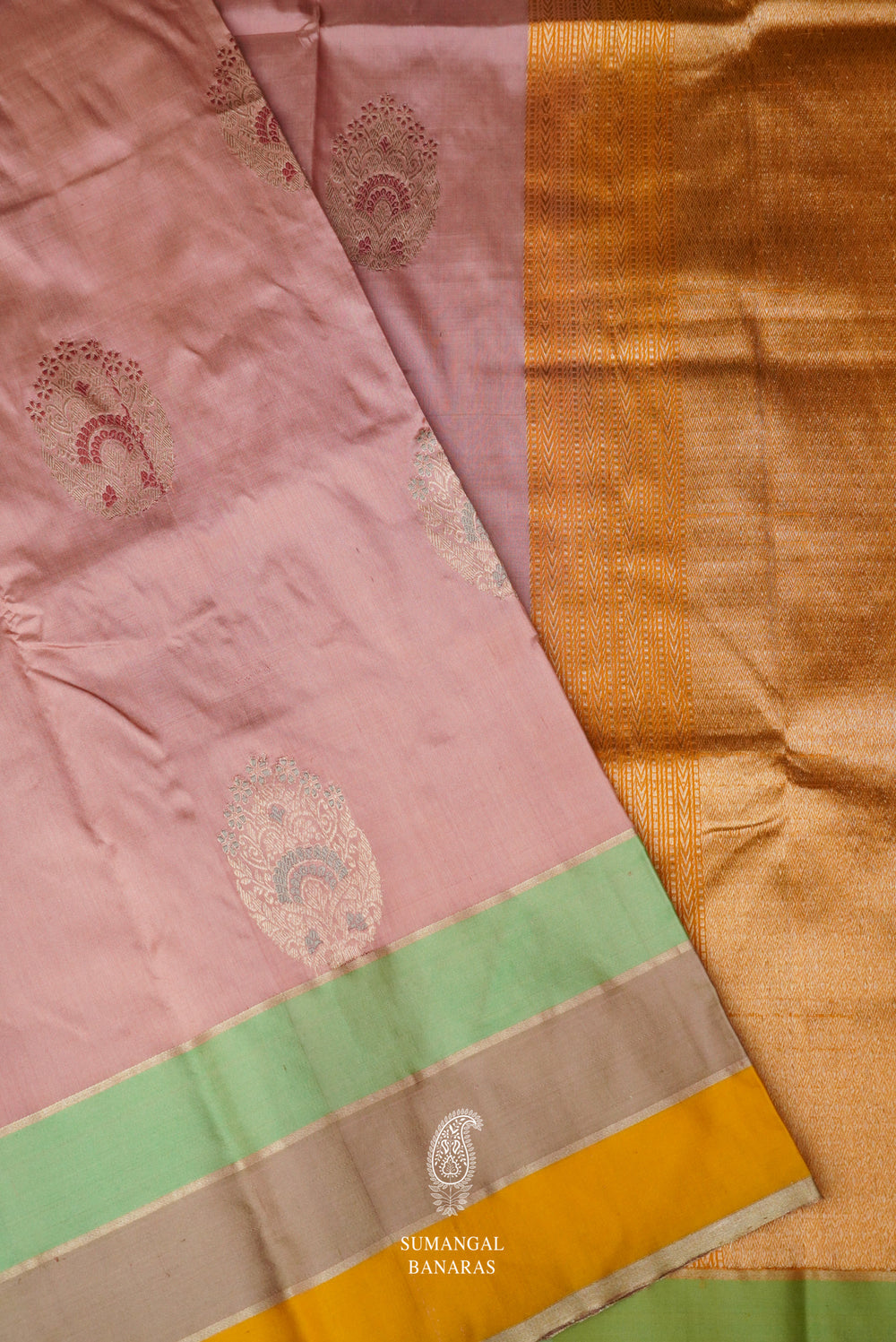 Handwoven Meenakari Pink Katan Silk Saree