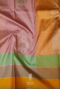Handwoven Meenakari Pink Katan Silk Saree