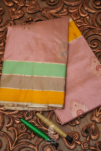 Handwoven Meenakari Pink Katan Silk Saree