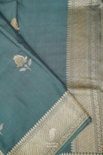 Handwoven Turkish Blue Katan Silk Saree