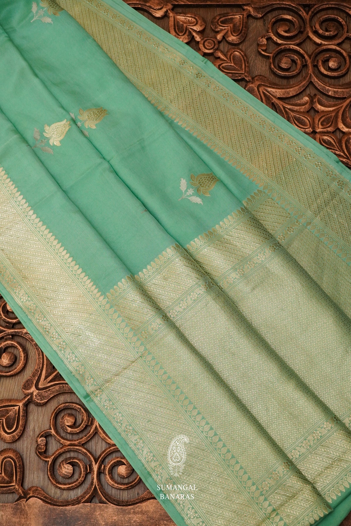 Handwoven Turquoise Blue Katan Silk Saree