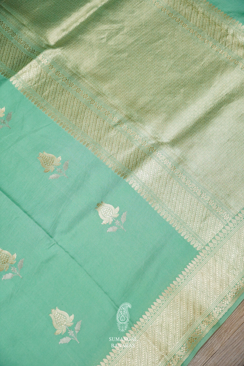 Handwoven Turquoise Blue Katan Silk Saree