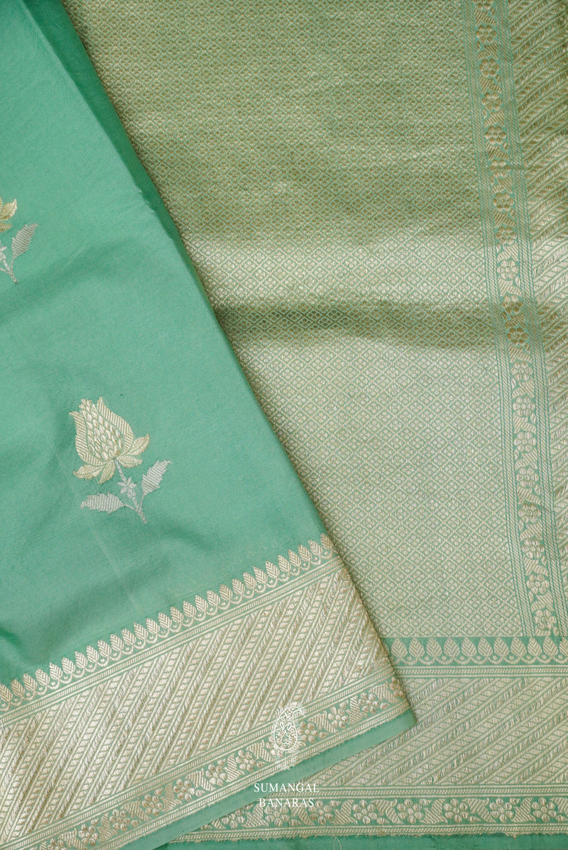Handwoven Turquoise Blue Katan Silk Saree