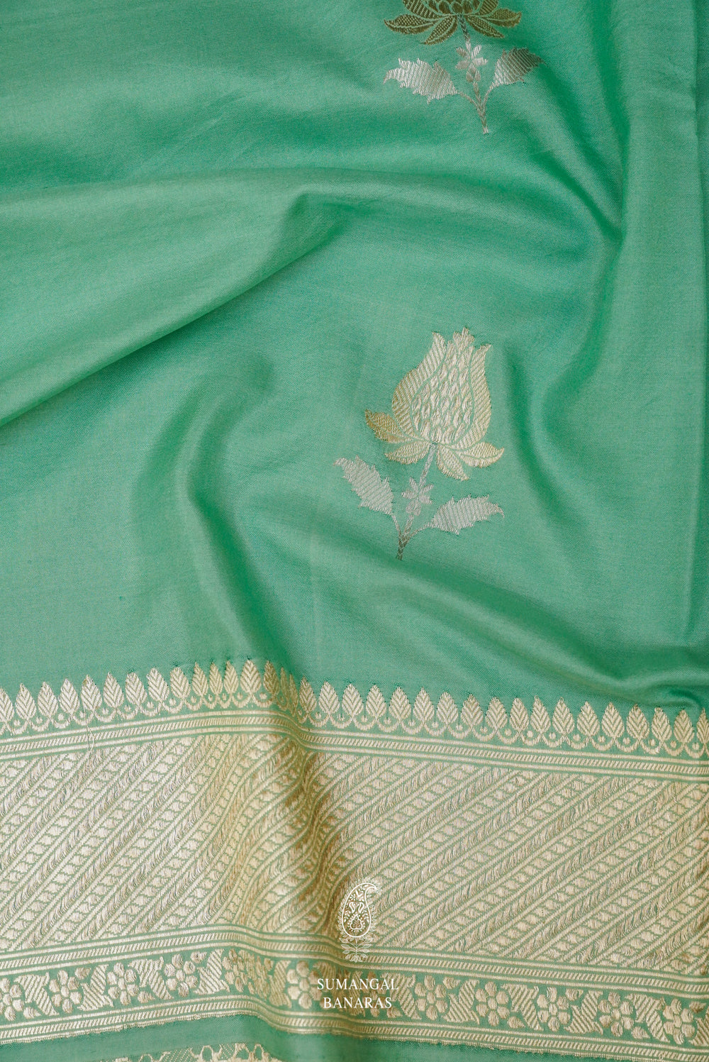 Handwoven Turquoise Blue Katan Silk Saree