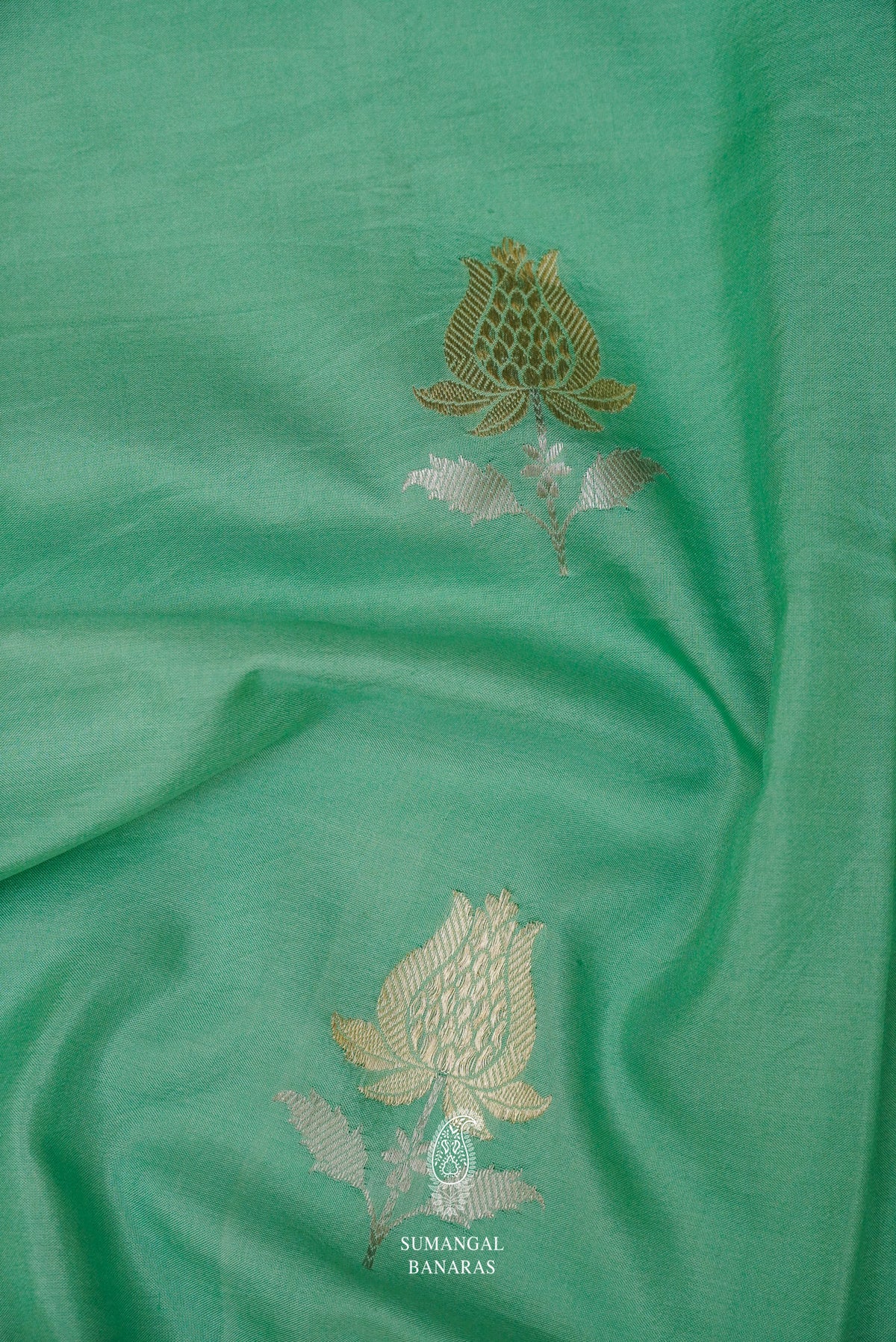 Handwoven Turquoise Blue Katan Silk Saree