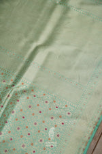 Handwoven Sea Green Pure Katan Silk Khinkhwab Saree