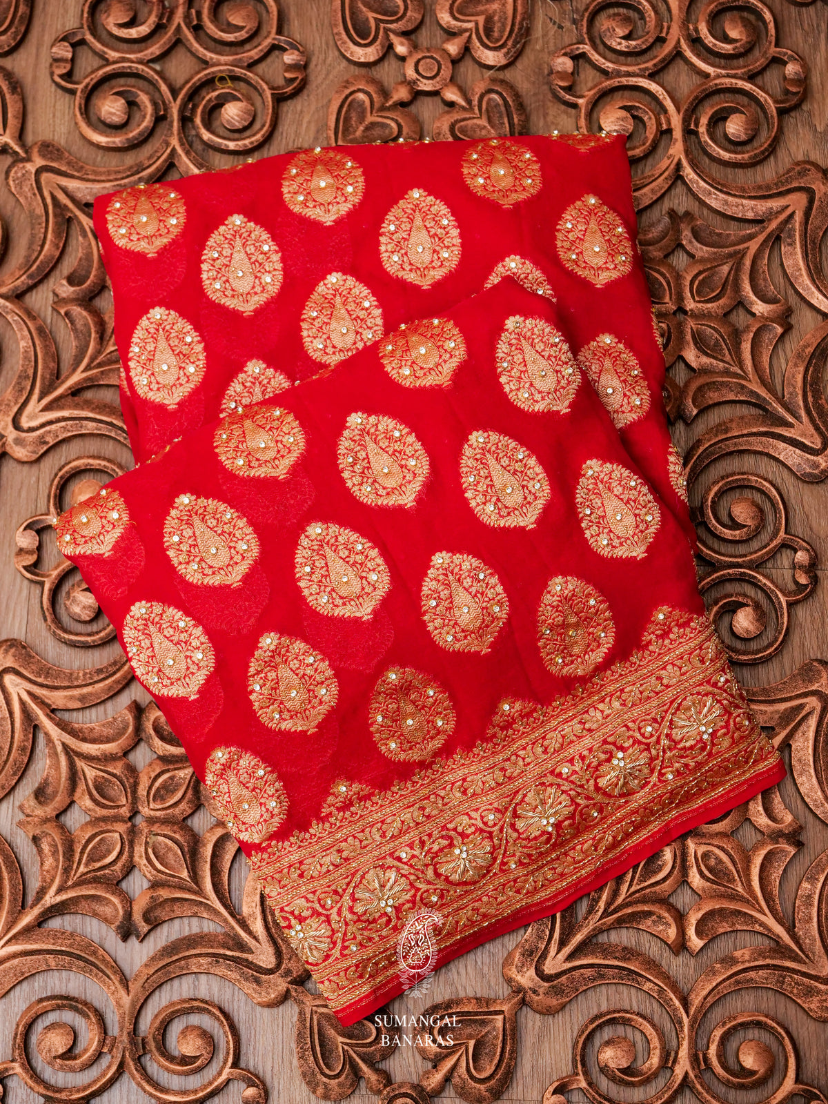 Handloom Classic Red Georgette Saree