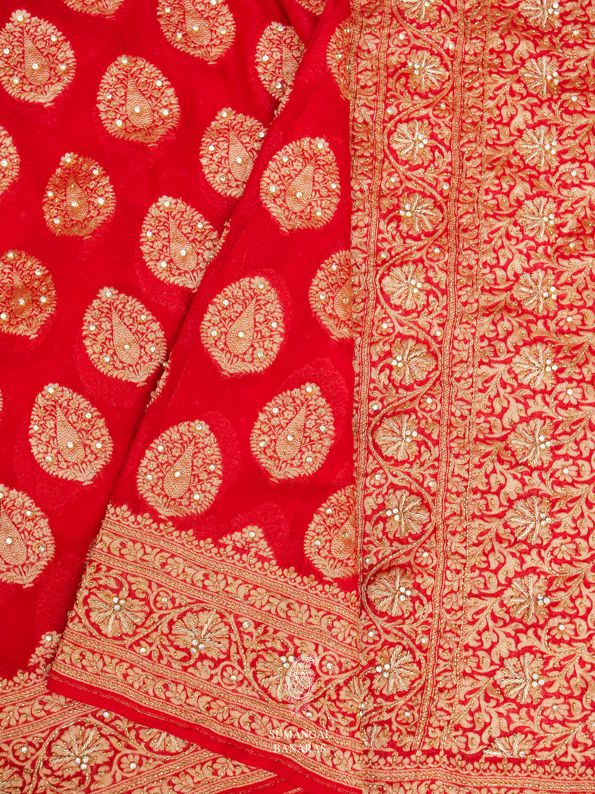 Handloom Classic Red Georgette Saree