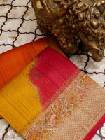 Handwoven Multicolor Tussar Silk Lehariya Rangkat Saree