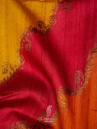 Handwoven Multicolor Tussar Silk Lehariya Rangkat Saree