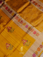 Handwoven Mustard Yellow Tussar Silk Saree