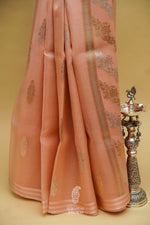 Handwoven Peach Orange Breezy Organza Saree
