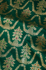 Handwoven Dark Green Katan Silk Meenakari Jaal Saree