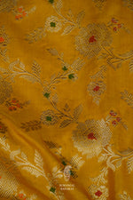 Handwoven Sunflower Yellow Katan Silk Meenakari Jaal Saree