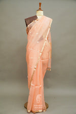 Handwoven Peach Orange Breezy Organza Saree