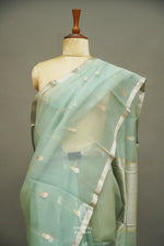 Handwoven Powder Blue Breezy Organza Saree