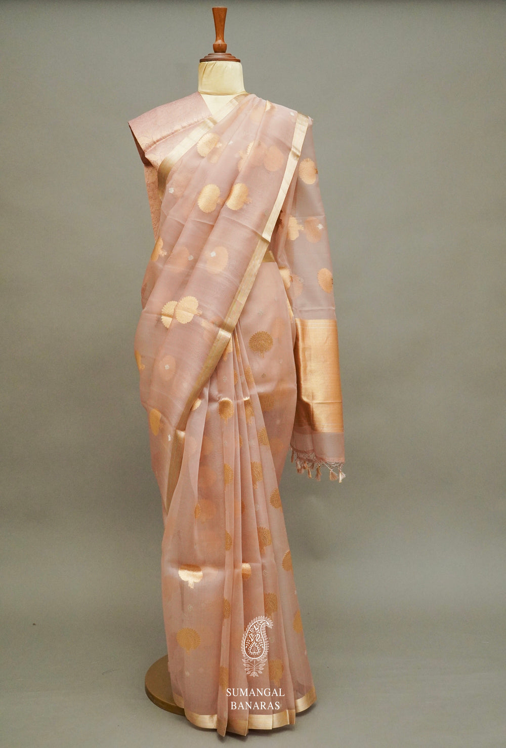 Handwoven Latte Gold Breezy Organza Saree