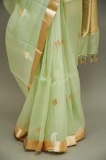 Handwoven Pista Green Breezy Organza Saree