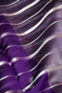 Handwoven Indigo Purple Pure Katan Silk Saree