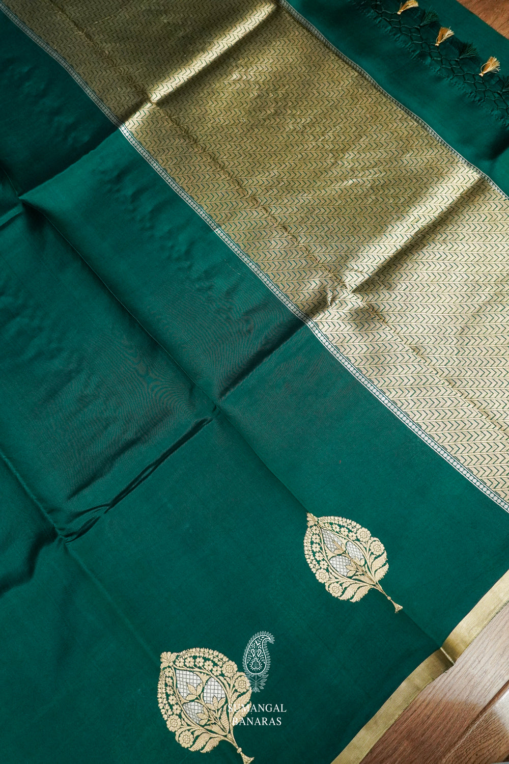 Handwoven Bottle Green Pure Katan Silk Saree