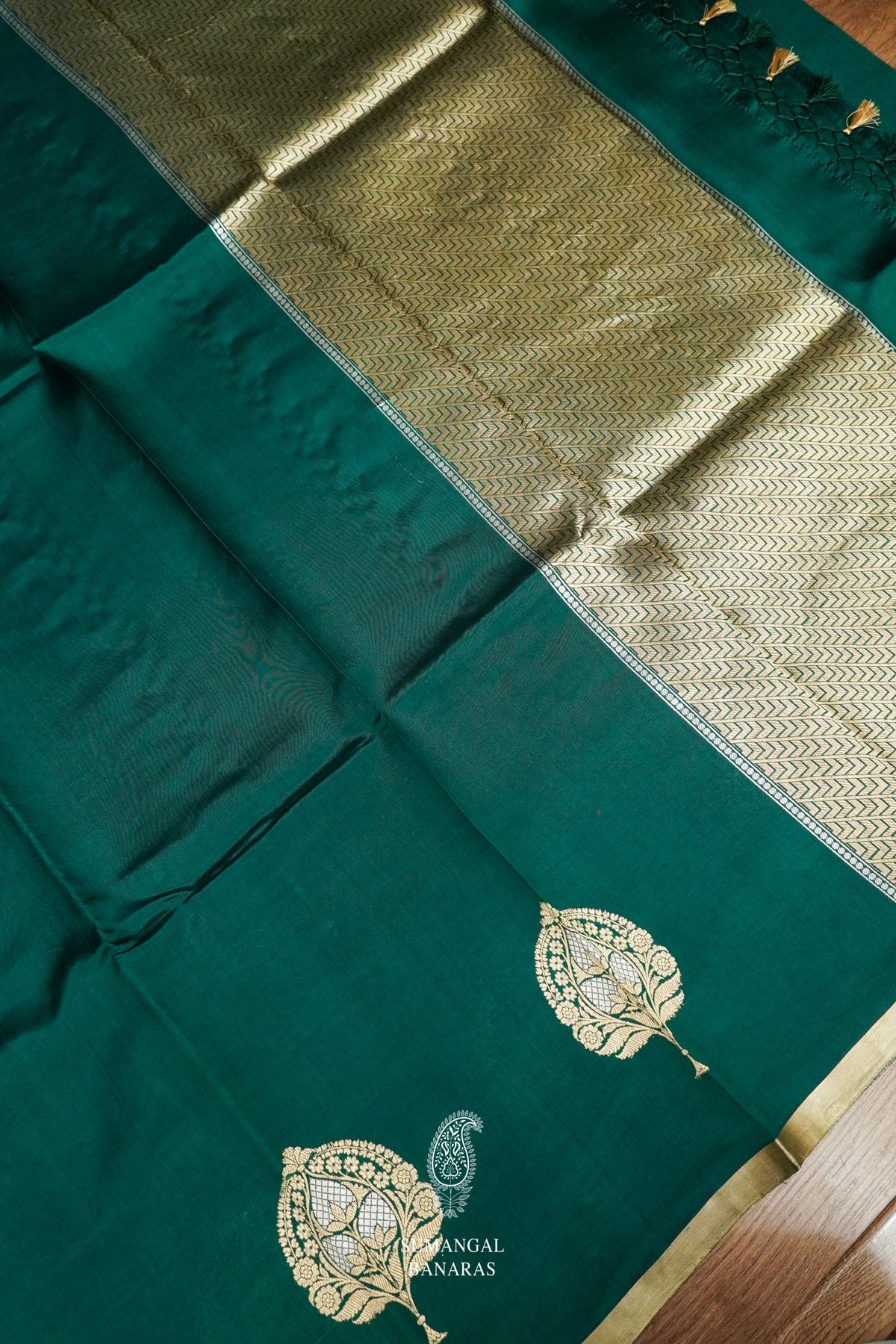 Handwoven Bottle Green Pure Katan Silk Saree
