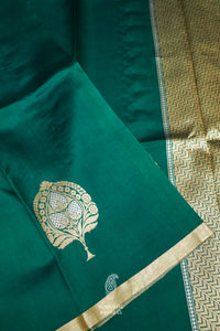 Handwoven Bottle Green Pure Katan Silk Saree