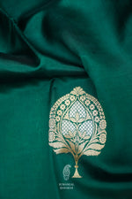 Handwoven Bottle Green Pure Katan Silk Saree