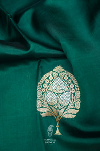 Handwoven Bottle Green Pure Katan Silk Saree