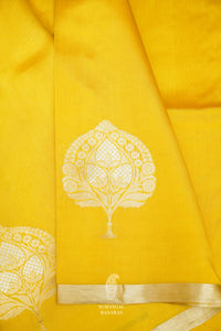 Handwoven Lemon Yellow Pure Katan Silk Saree