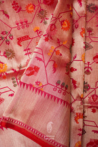 Handwoven Fuchsia Pink Meenakari Jaal Katan Silk Saree